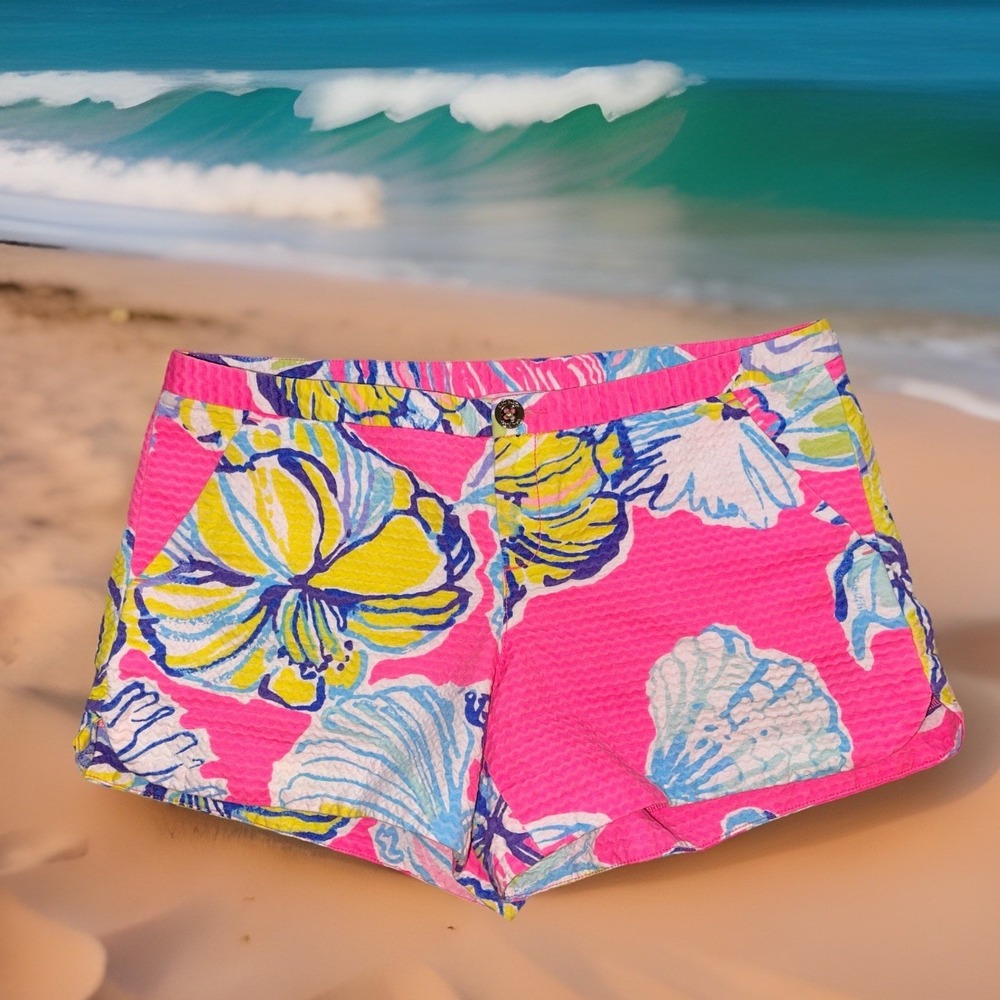 Lilly‎ Pulitzer Adie Swept By The Tides Shorts Women 4 Beach Island Floral